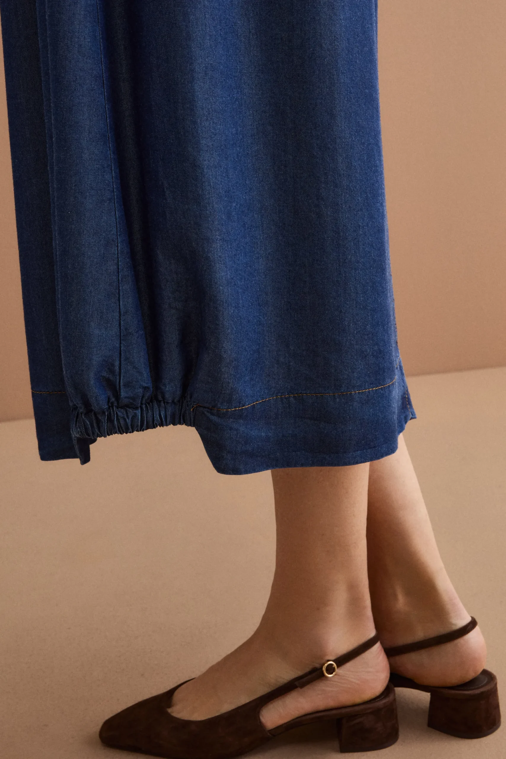 Gonna Lunga in Denim con Tasche - DENIM