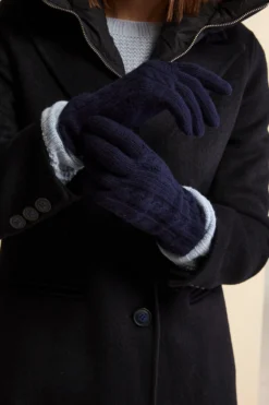 Guanti Trecce in Lana e Cashmere - DARK BLU
