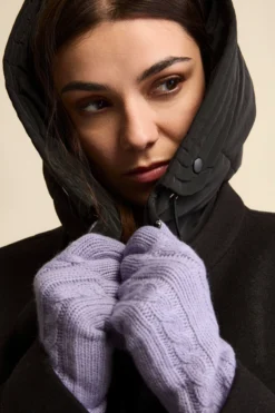Guanti Trecce in Lana e Cashmere - LAVANDA