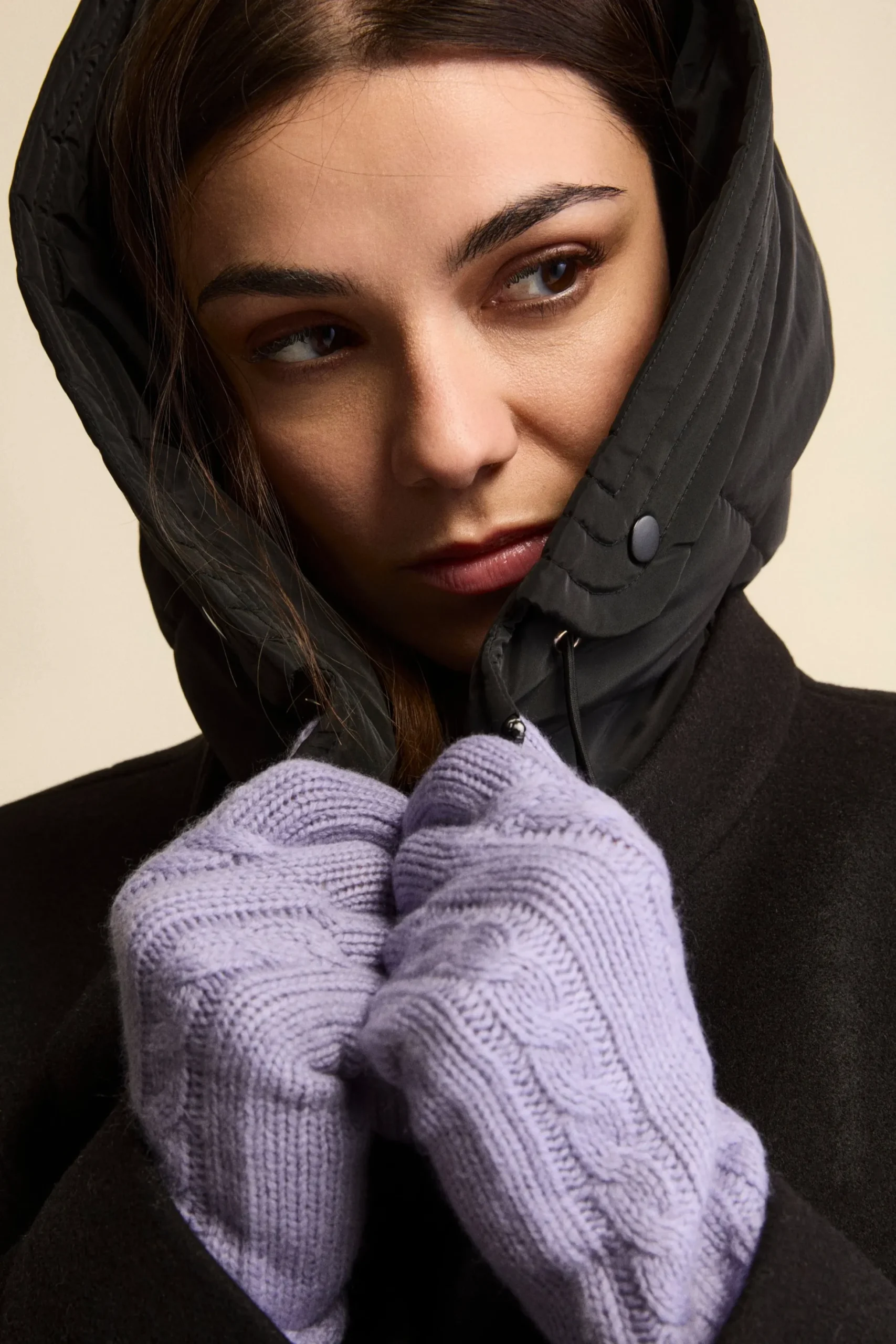 Guanti Trecce in Lana e Cashmere - LAVANDA
