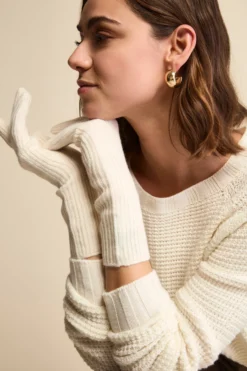 Guanto a Coste in Lana e Cashmere - BIANCO