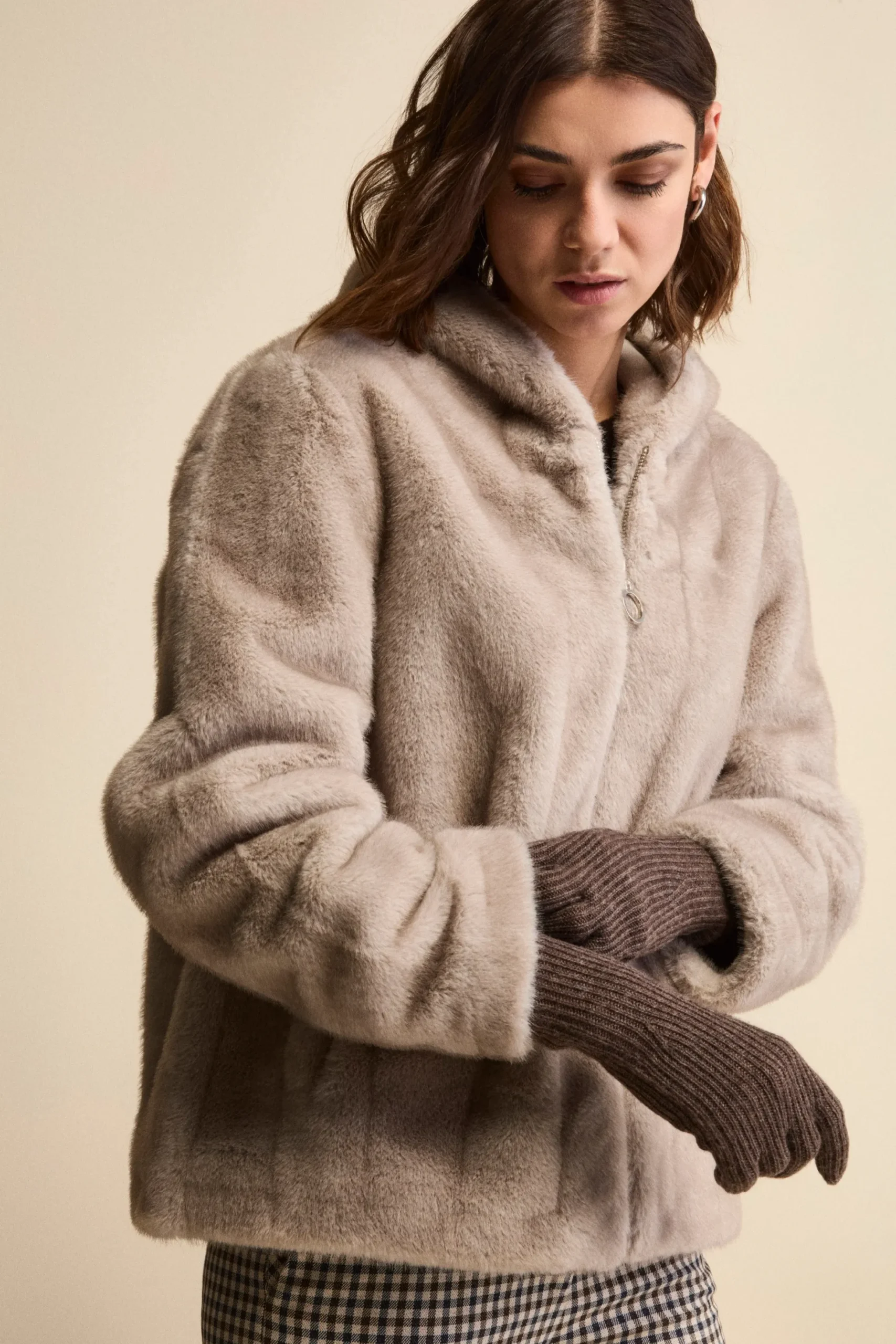 Guanto a Coste in Lana e Cashmere - CASTAGNA