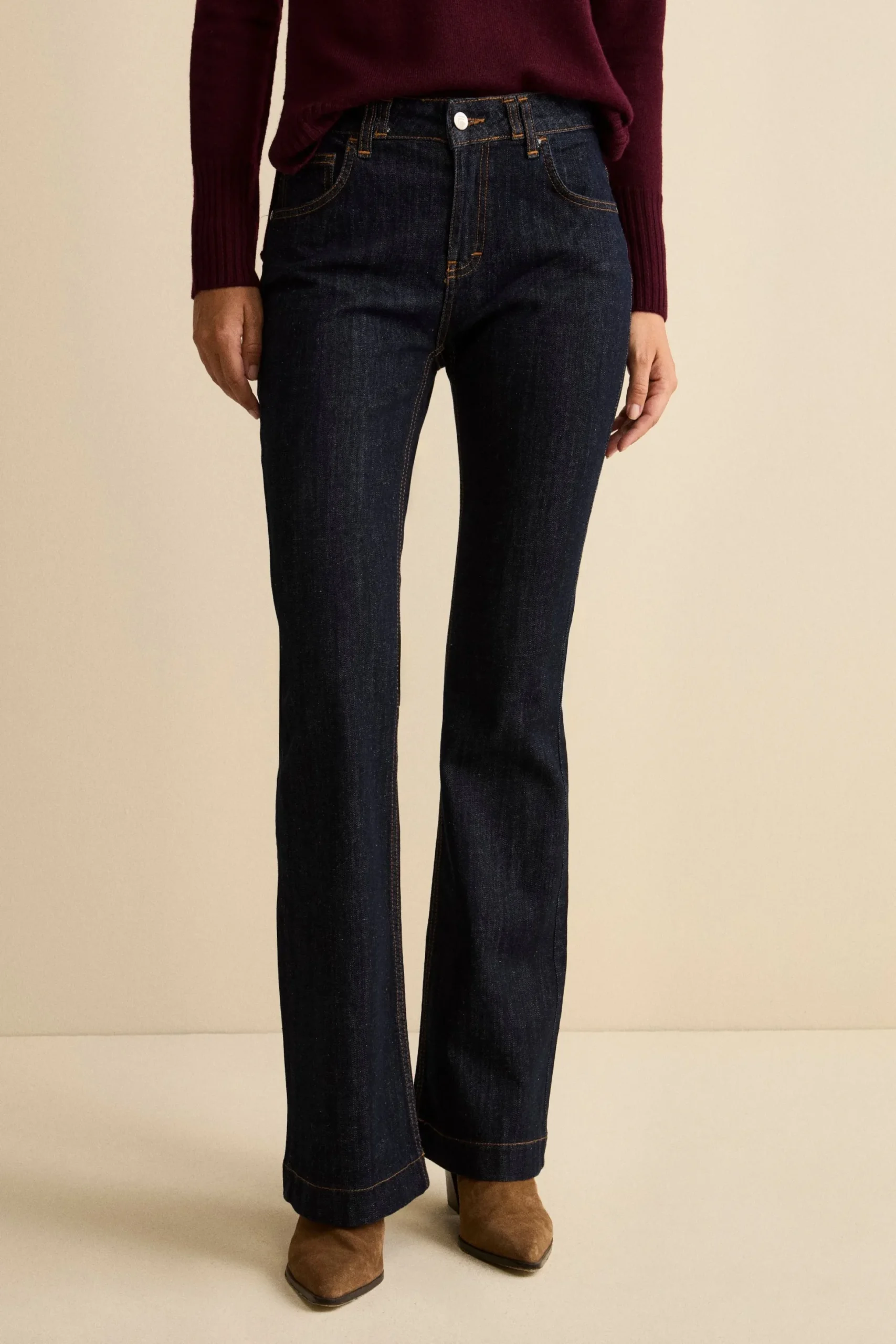 Jeans Mid-Flare Regular Fit in Cotone - DENIM