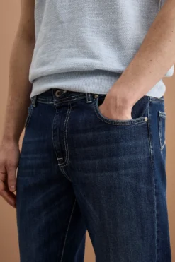 Jeans Slim Fit Cinque Tasche con Risvolto - DENIM