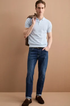Jeans Slim Fit Cinque Tasche con Risvolto - DENIM
