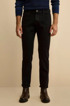 Jeans Slim Fit in Misto Cotone - DENIM/NERO