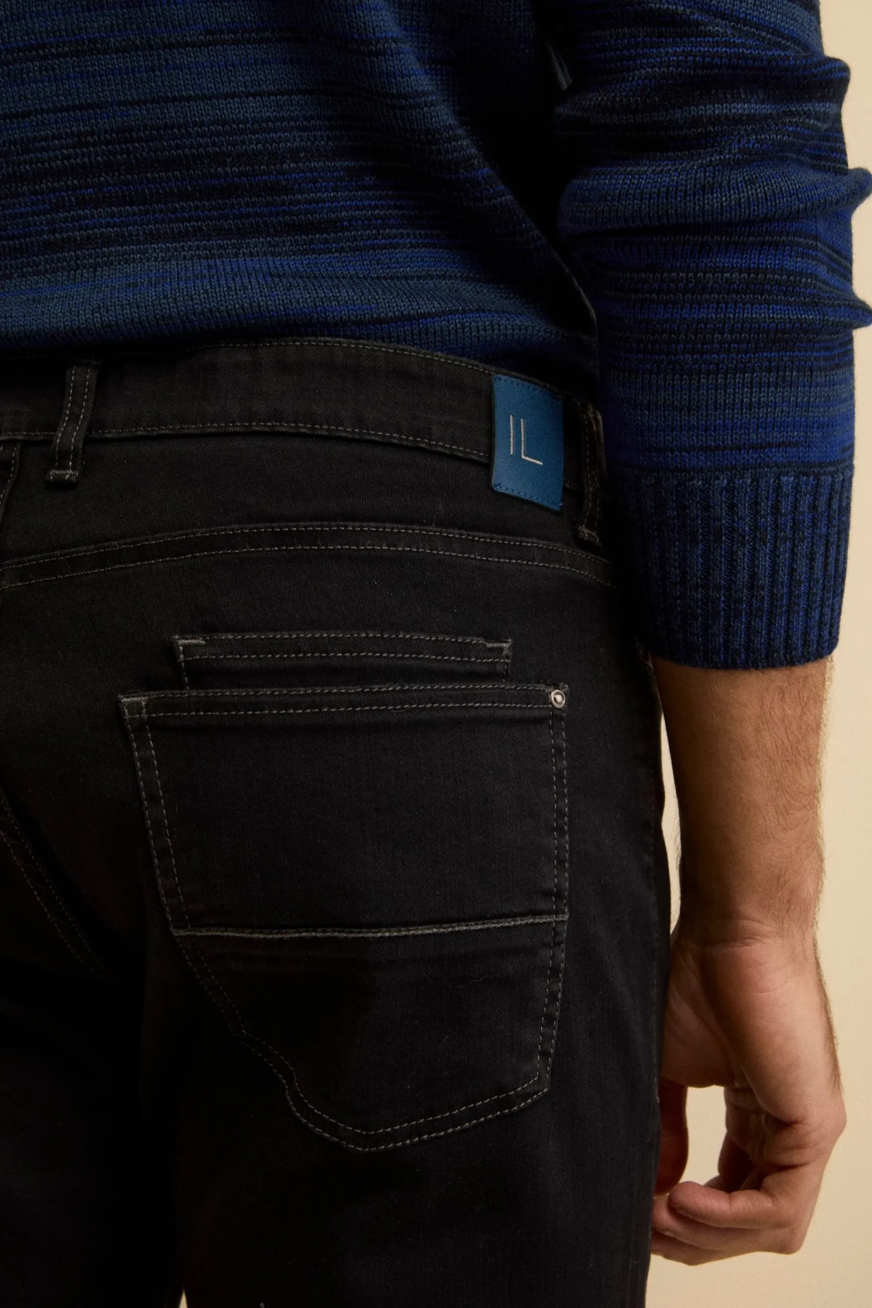 Jeans Slim Fit in Misto Cotone - DENIM/NERO