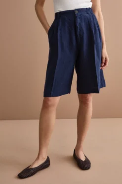 Jorts in Lino con Pinces - NAVY