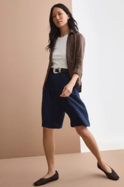 Jorts in Lino con Pinces - NAVY