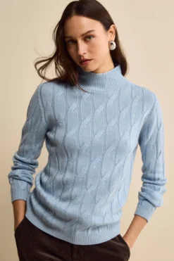 Lupetto a Trecce in Lana Merino - AZZURRO