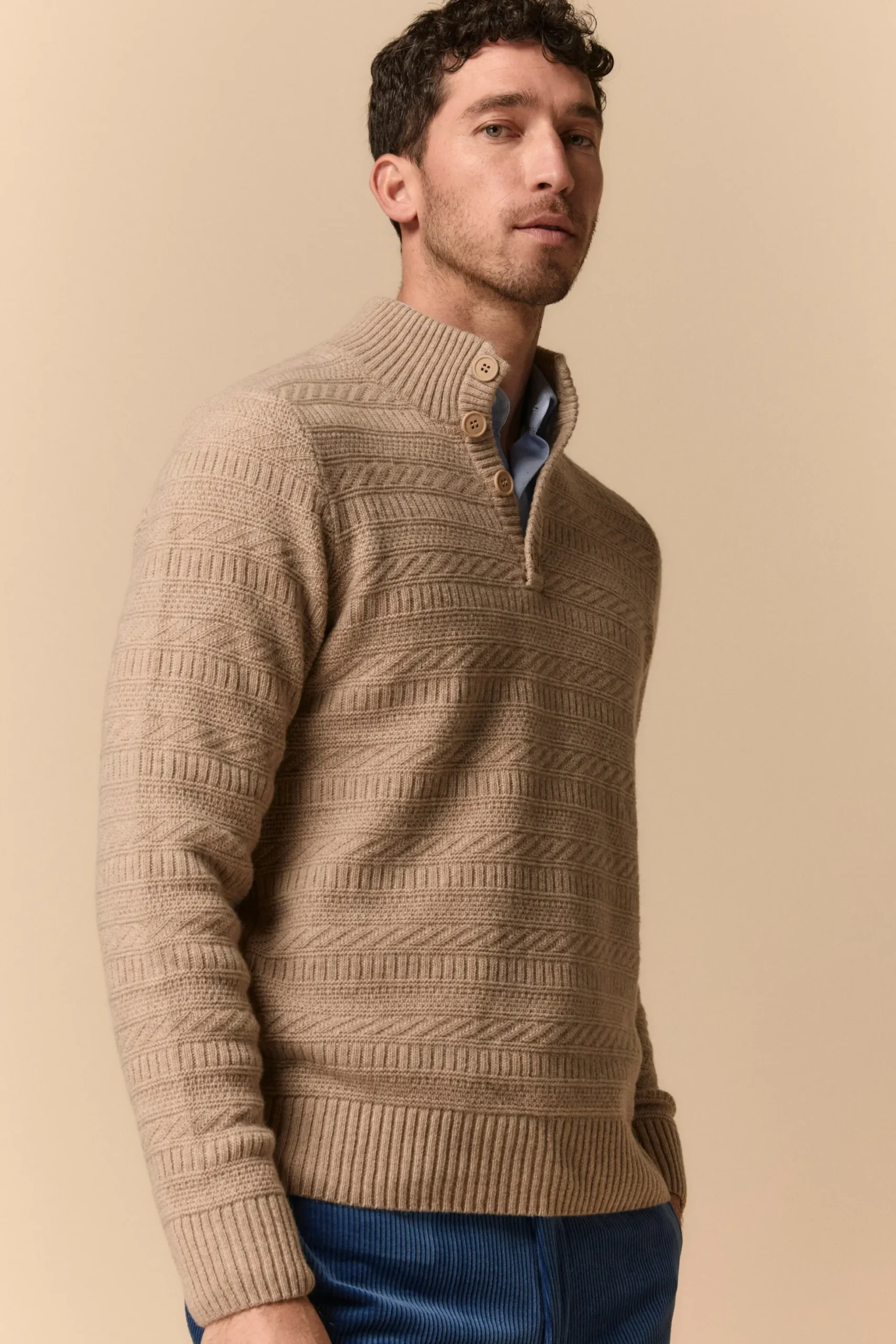 Lupetto con bottoni in Lana Merino Extrafine - BAMBU’