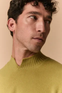Lupetto con Spacco in Lana e Cashmere - LIME