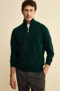 Lupetto con Zip in Lana e Cashmere - VERDONE