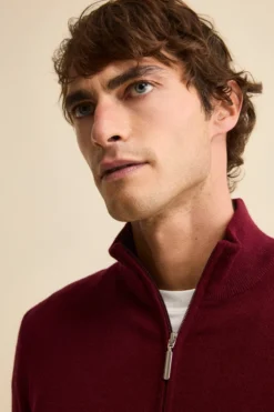 Lupetto con Zip in Lana e Cashmere - BORDEAUX