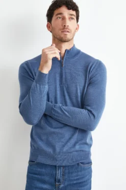 Lupetto con Zip in Lana Merino - JEANS