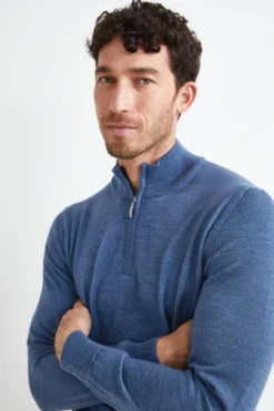 Lupetto con Zip in Lana Merino - JEANS