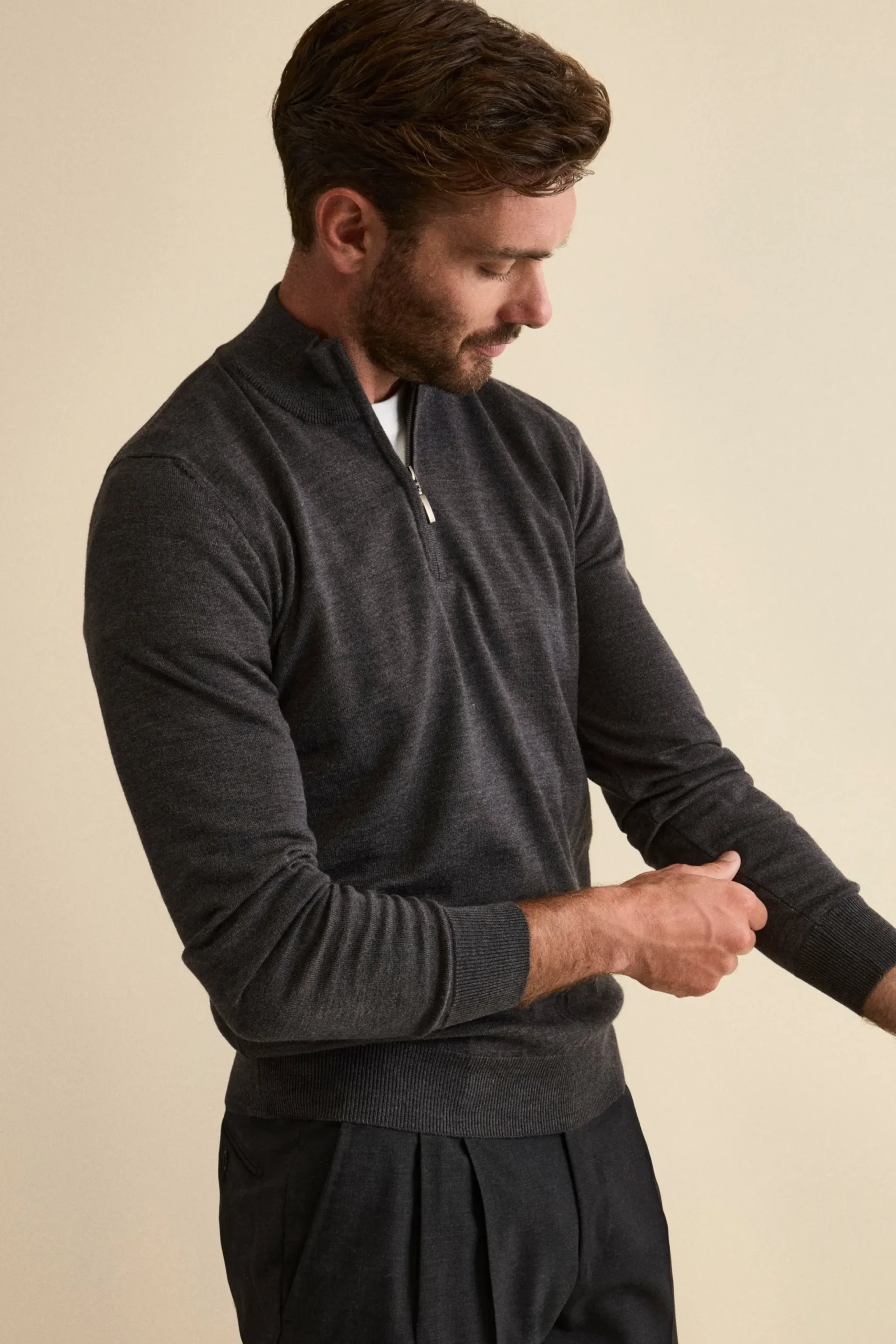 Lupetto con Zip in Lana Merino - ANTRACITE