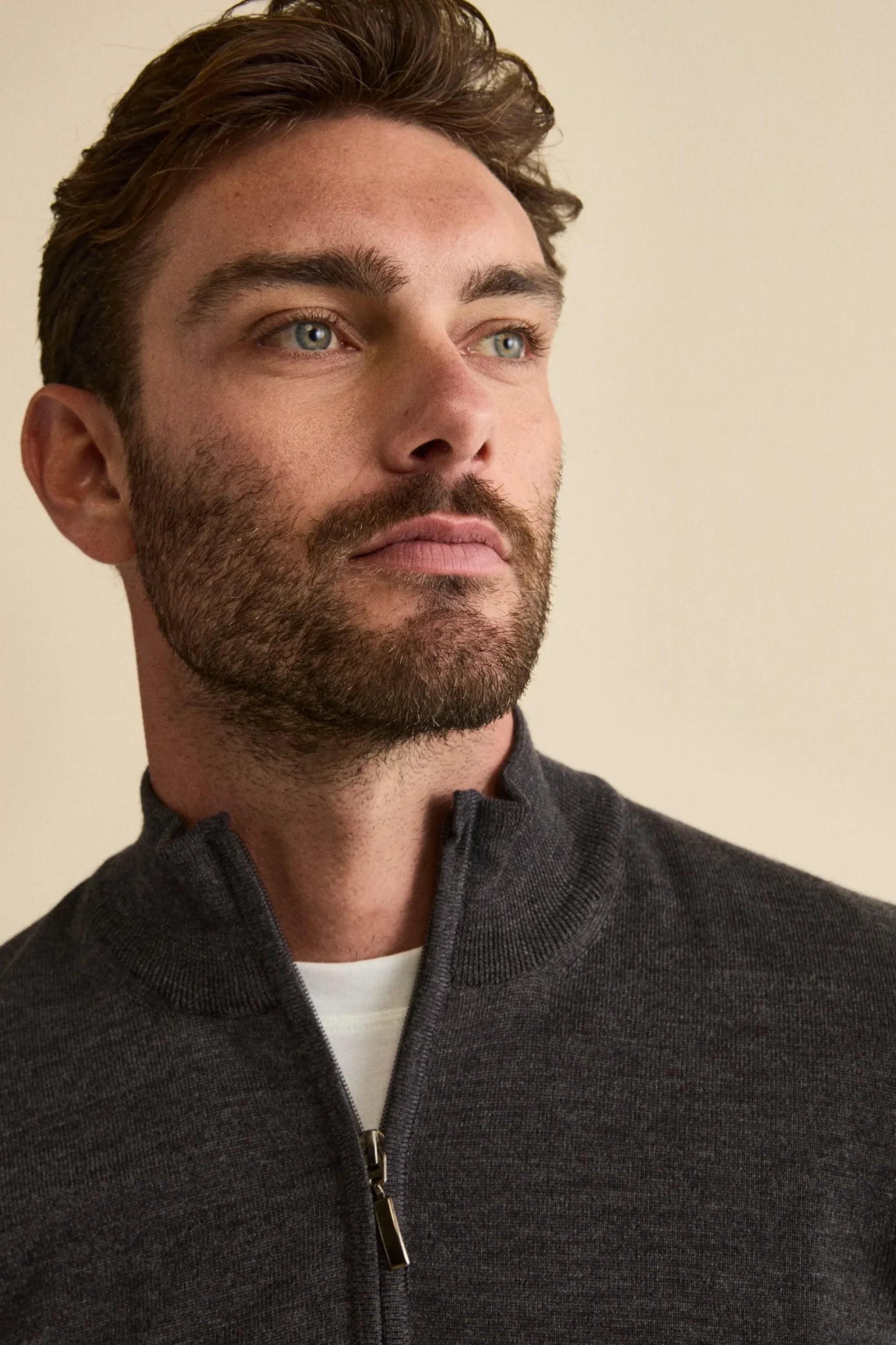 Lupetto con Zip in Lana Merino - ANTRACITE