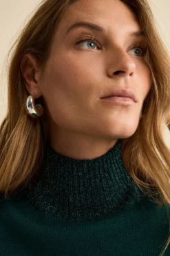 Lupetto in Lana Merino con Bordi in Lurex - VERDE