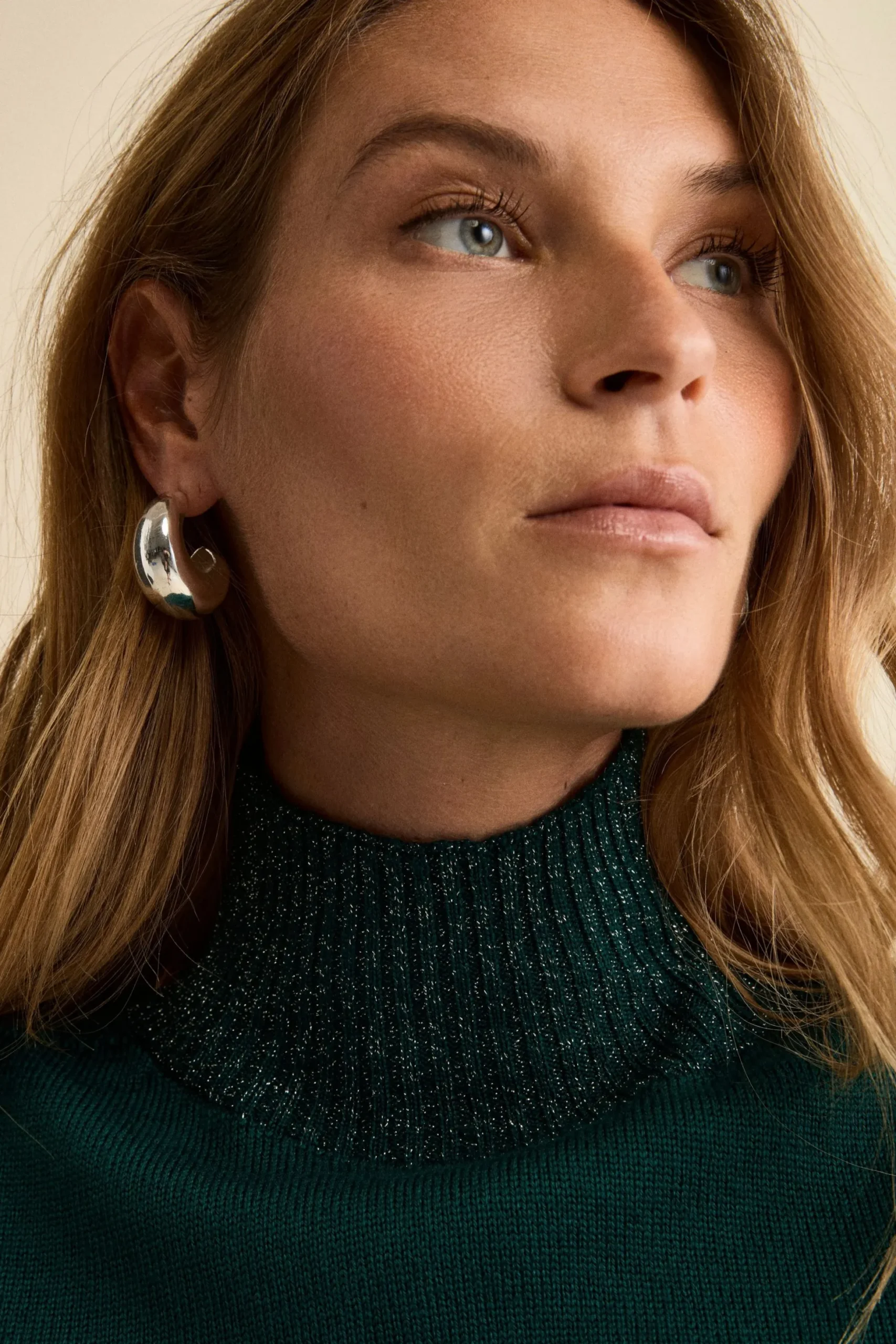 Lupetto in Lana Merino con Bordi in Lurex - VERDE