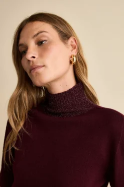 Lupetto in Lana Merino con Bordi in Lurex - BORDEAUX