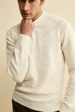 Lupetto Jacquard in Lana e Cashmere - NATURALE