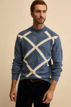 Lupetto Jacquard in Lana e Cashmere - JEANS MELANGE