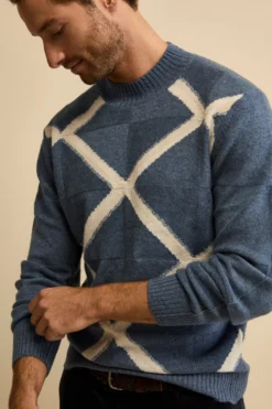 Lupetto Jacquard in Lana e Cashmere - JEANS MELANGE