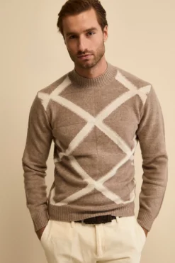 Lupetto Jacquard in Lana e Cashmere - NOCCIOLA MELANGE