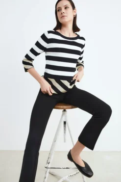 Maglia a righe girocollo - NERO RIGATO