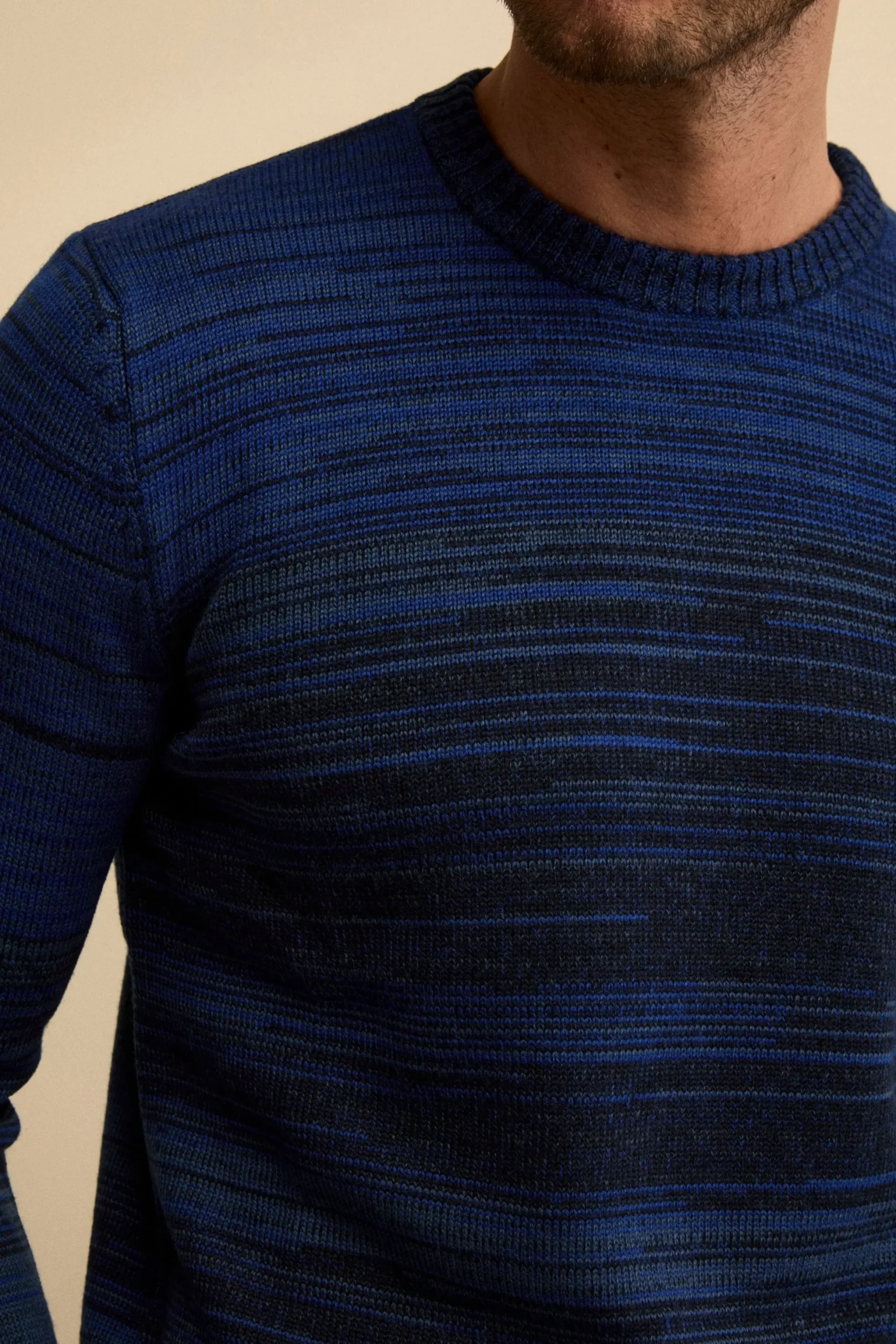 Maglia a Righe in Lana Merino - BLU APERTO