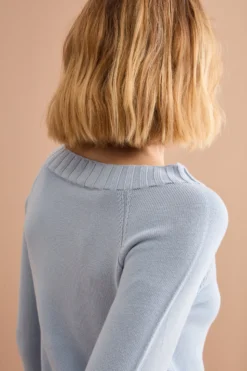 Maglia Barchetta in Cotone con Manica Raglan - AZZURRO