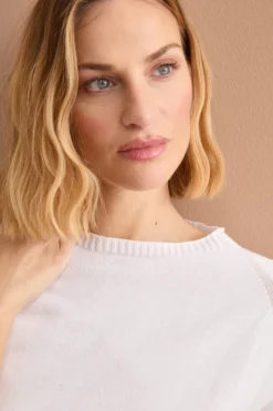 Maglia Barchetta in Cotone con Manica Raglan - BIANCO