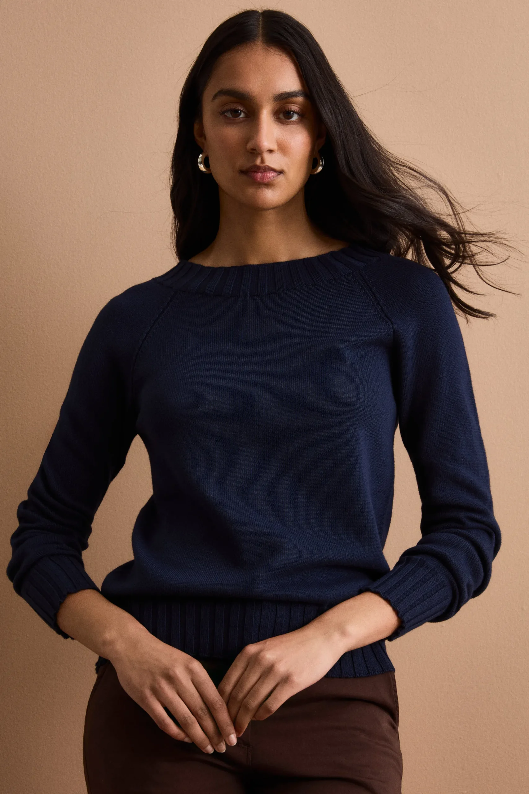 Maglia Barchetta in Cotone con Manica Raglan - BLU
