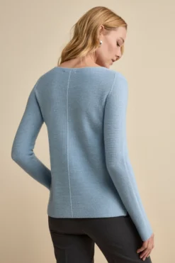 Maglia Barchetta in Lana Merino - AZZURRO