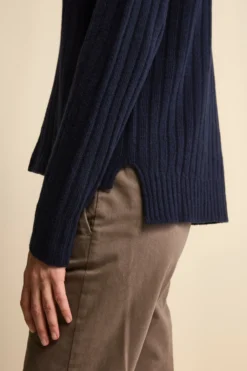 Maglia Barchetta Lavorata in Lana e Cashmere - BLU