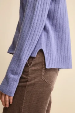 Maglia Barchetta Lavorata in Lana e Cashmere - LAVANDA
