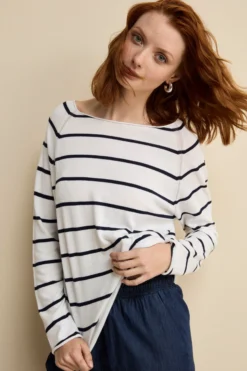 Maglia Barchetta Raglan in Cotone - RIGATO BIANCO/BLU