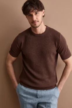Maglia Casual in Cotone Crêpe - MARRONE