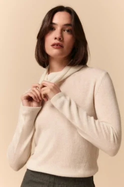 Maglia Collo Morbido in Cashmere - PANNA