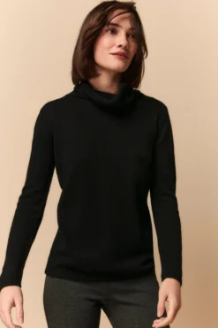 Maglia Collo Morbido in Cashmere - NERO