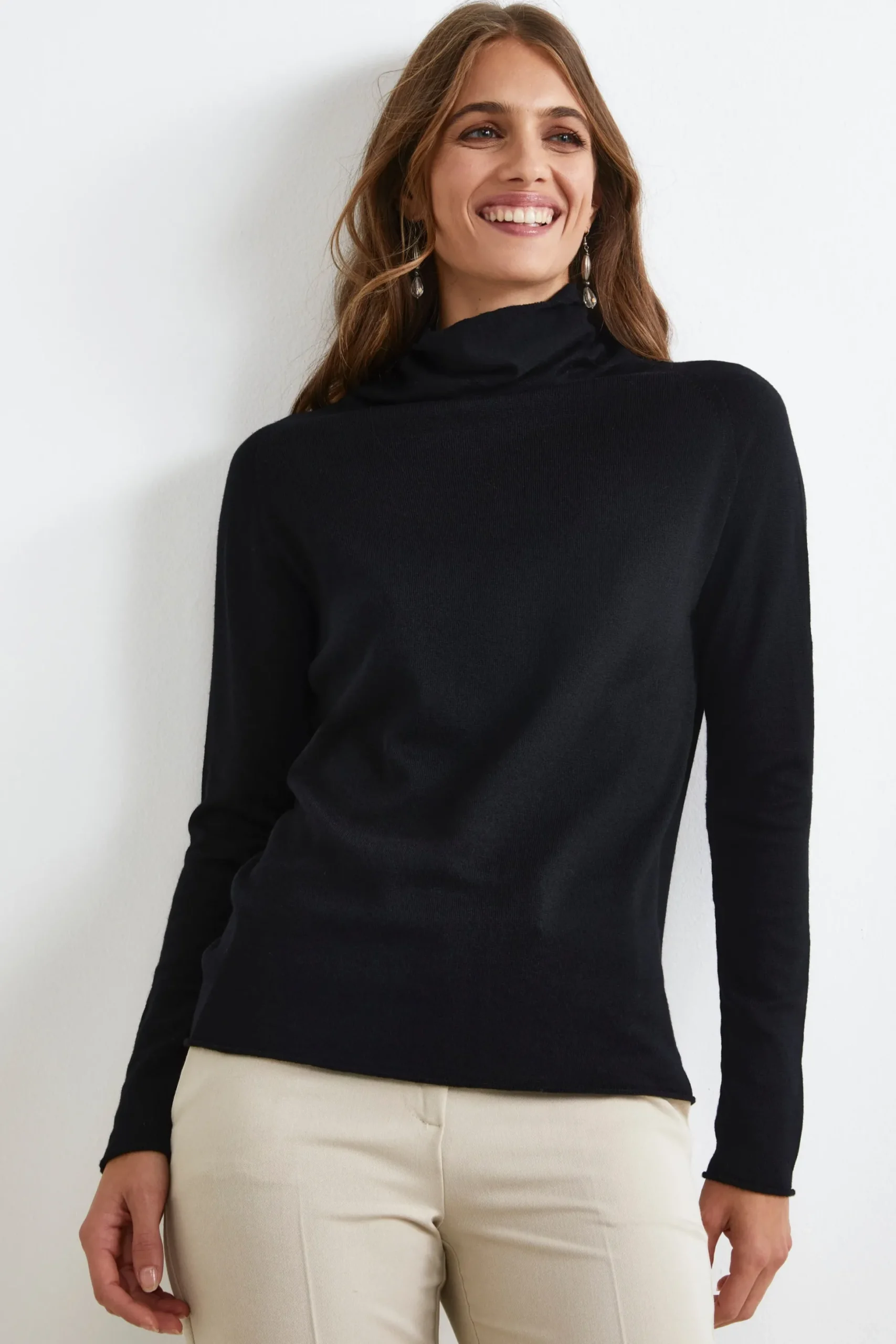 Maglia Collo Morbido in Lana Merino - NERO