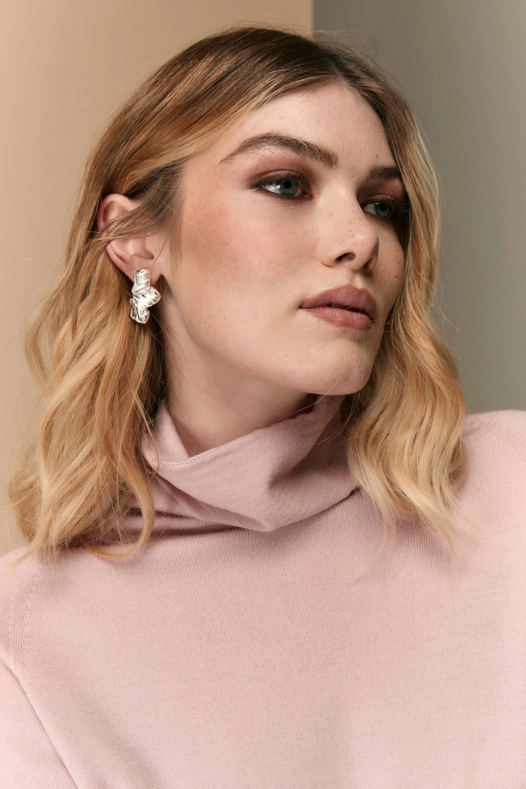 Maglia Collo Morbido in Lana Merino - ROSA CARNE