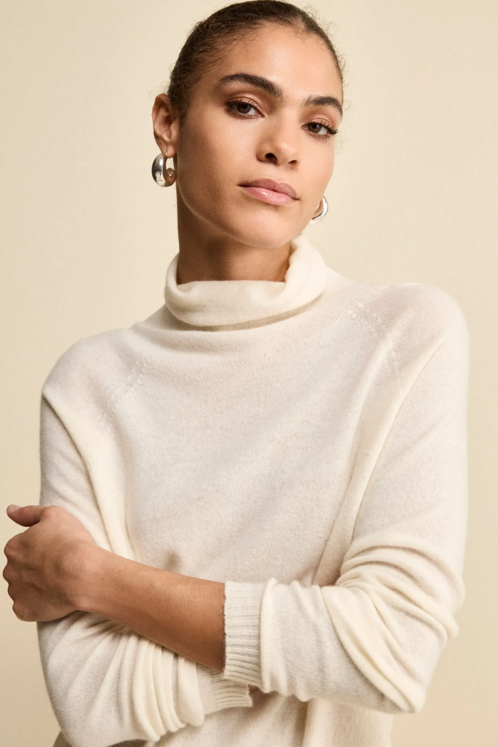 Maglia Collo Morbido lana cashmere - LATTE