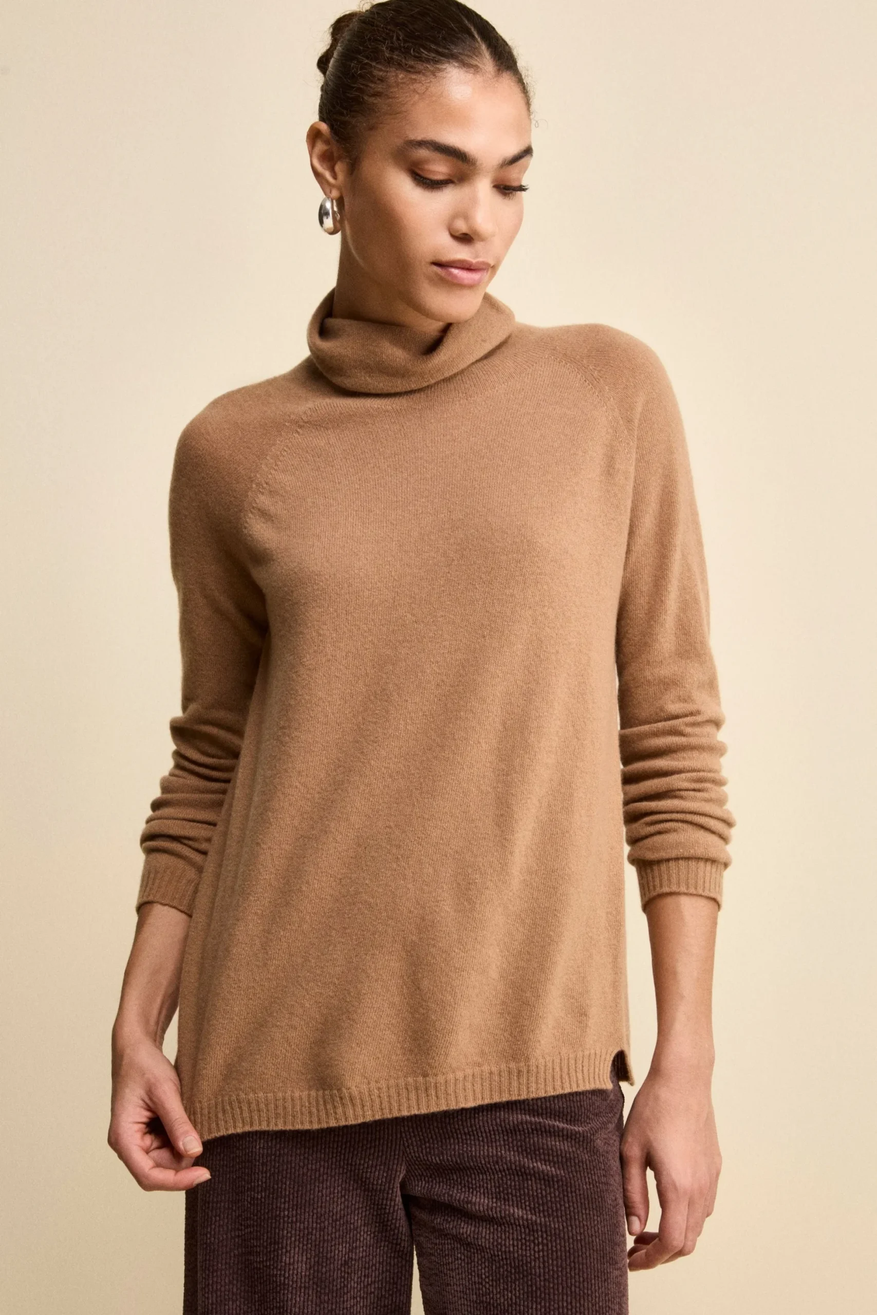 Maglia Collo Morbido lana cashmere - CAMMELLO