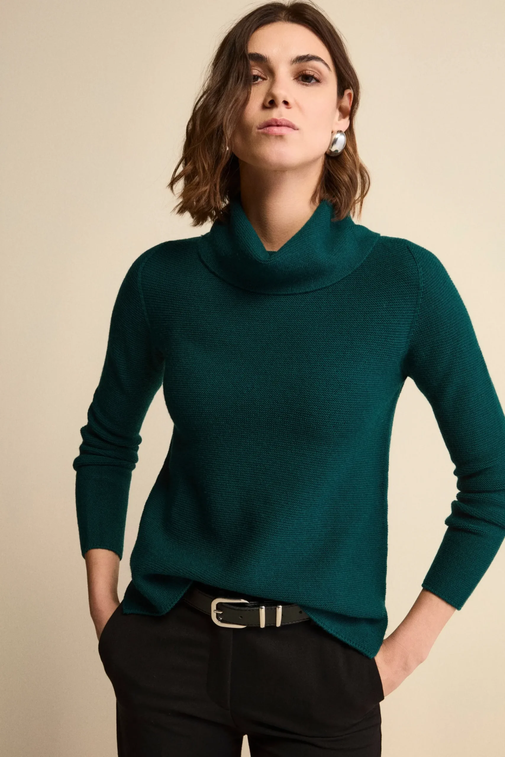 Maglia con Spacchi in Lana Merino - VERDE