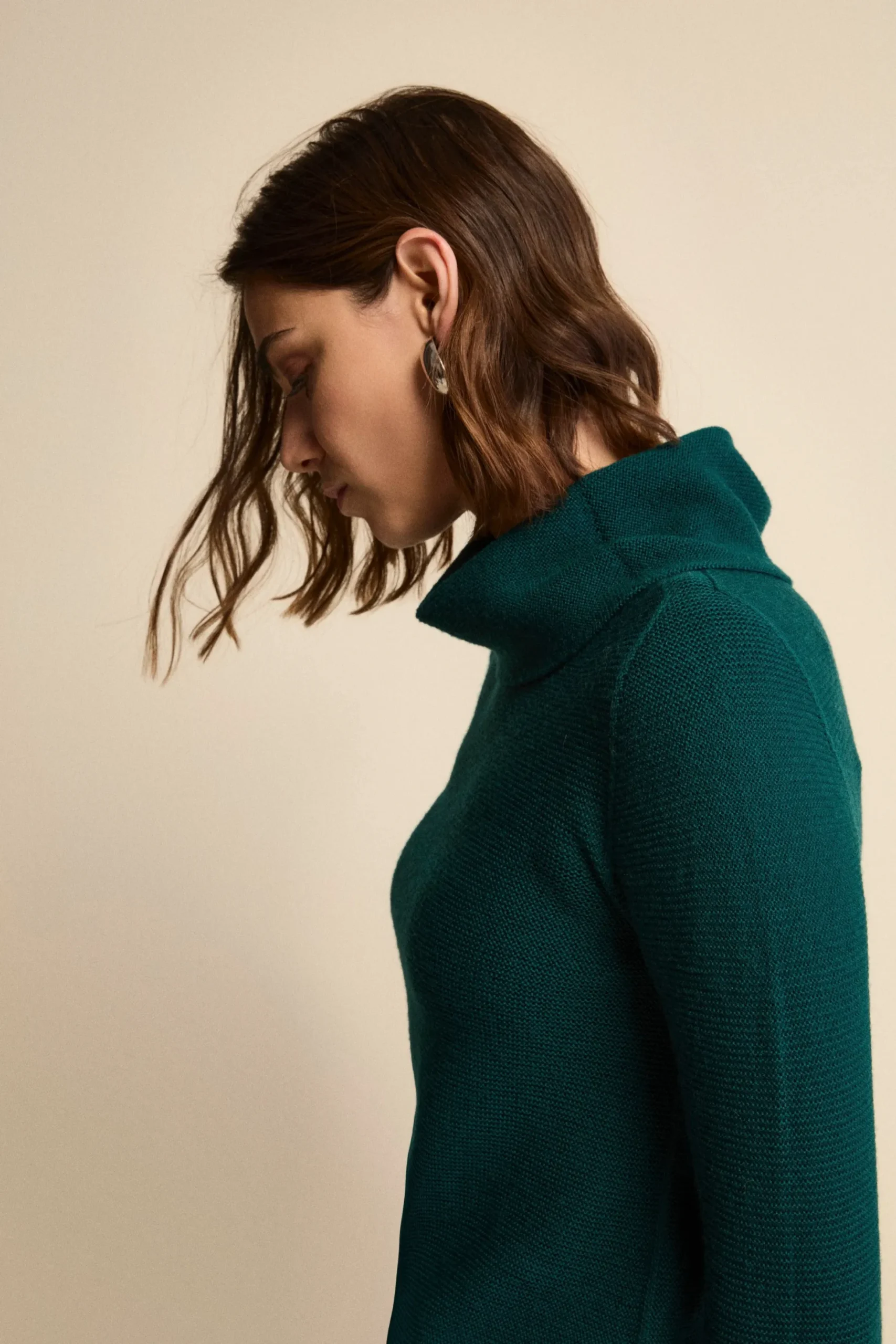 Maglia con Spacchi in Lana Merino - VERDE