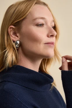 Maglia con Spacchi in Lana Merino - NAVY