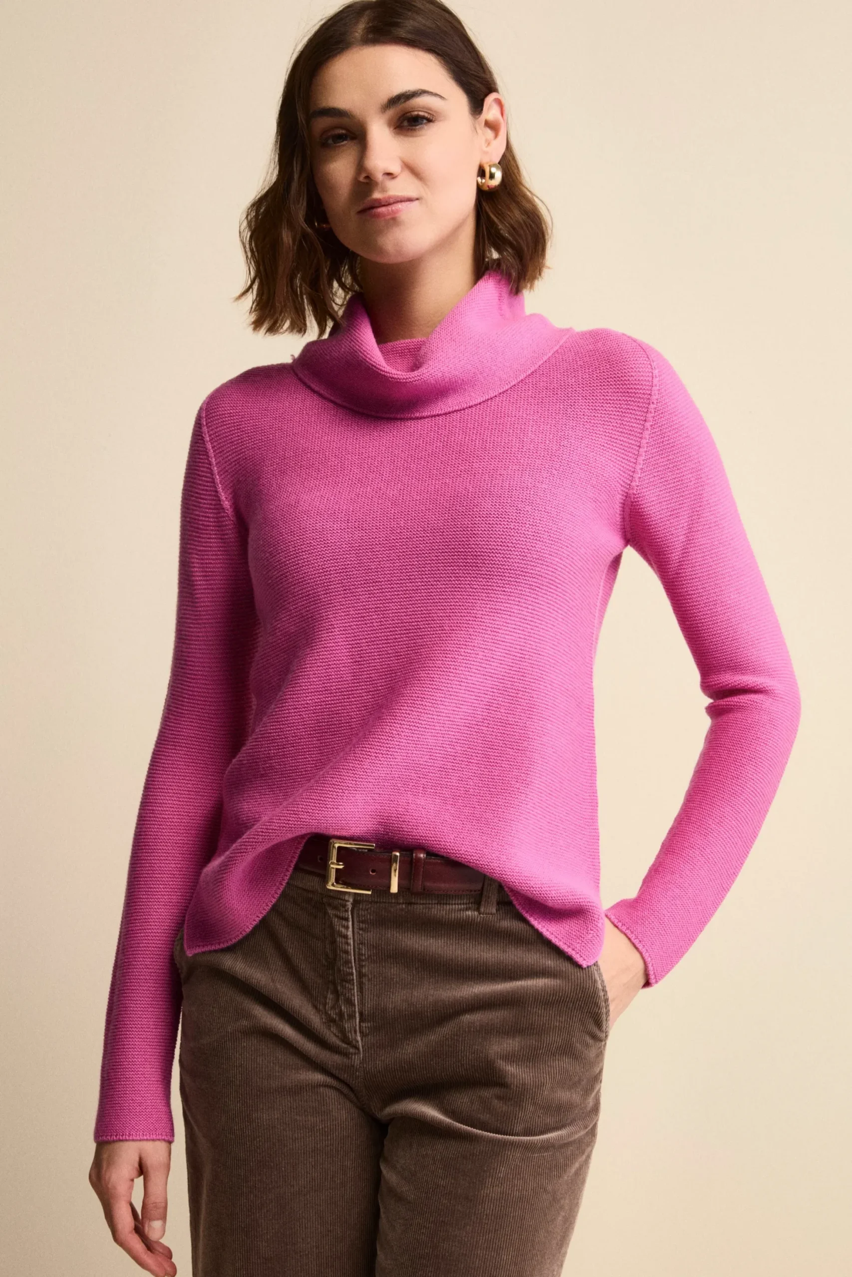 Maglia con Spacchi in Lana Merino - FUXIA
