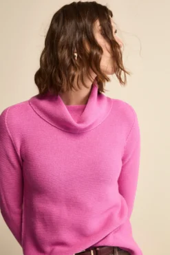 Maglia con Spacchi in Lana Merino - FUXIA